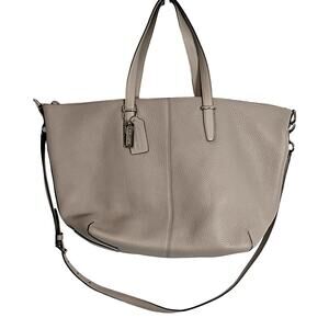Coach Bleeker Purse Gray Pebble Leather Large Zip Clos Handle Strap Tote Bag